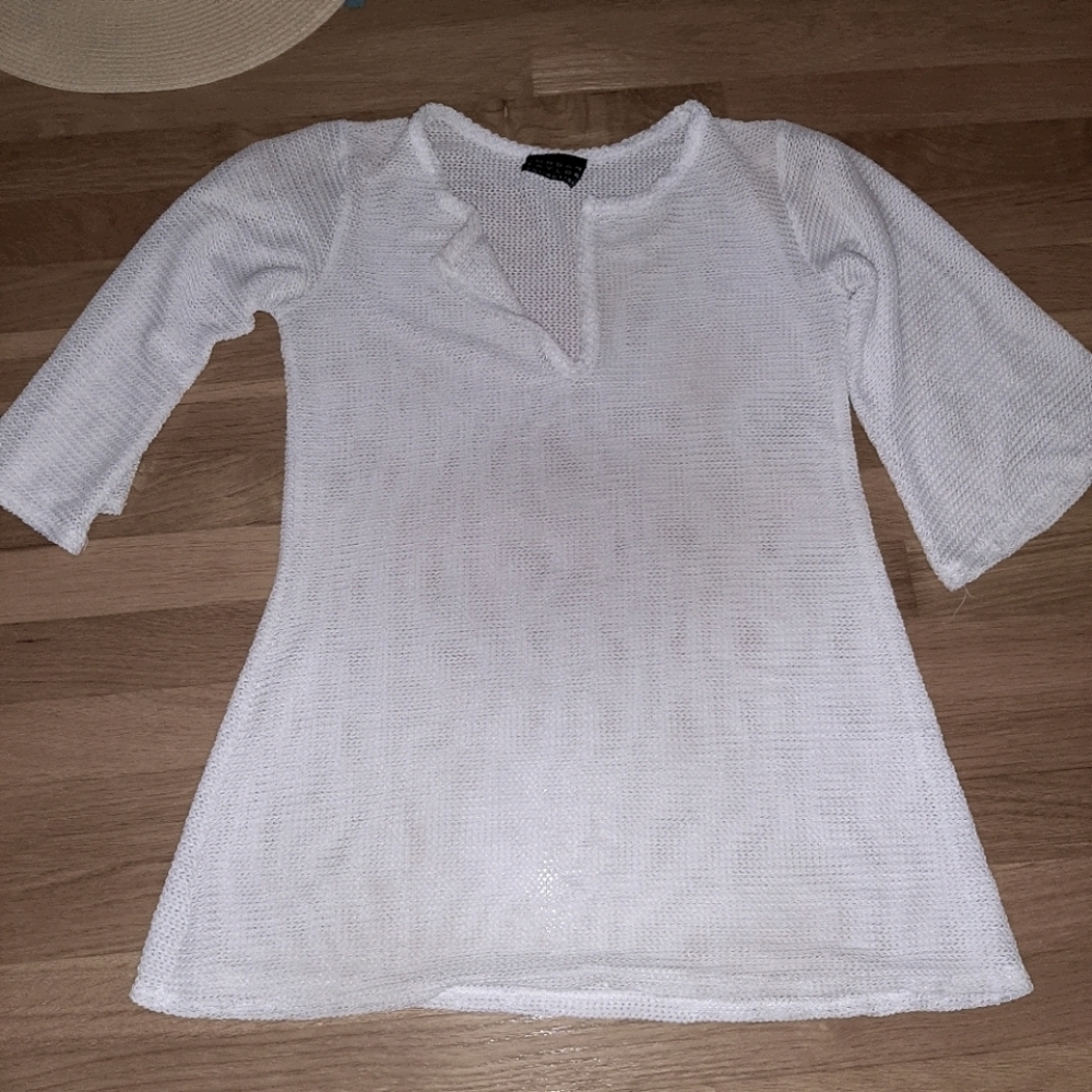 LIKE NEW white mesh cover up